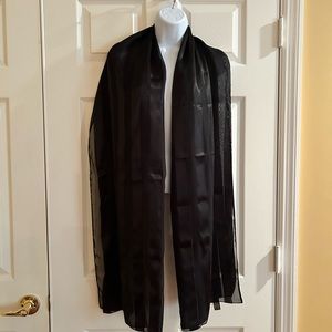 Vintage Berkshire Italian Black On Black Stripe Scarf. 27 x 79 .